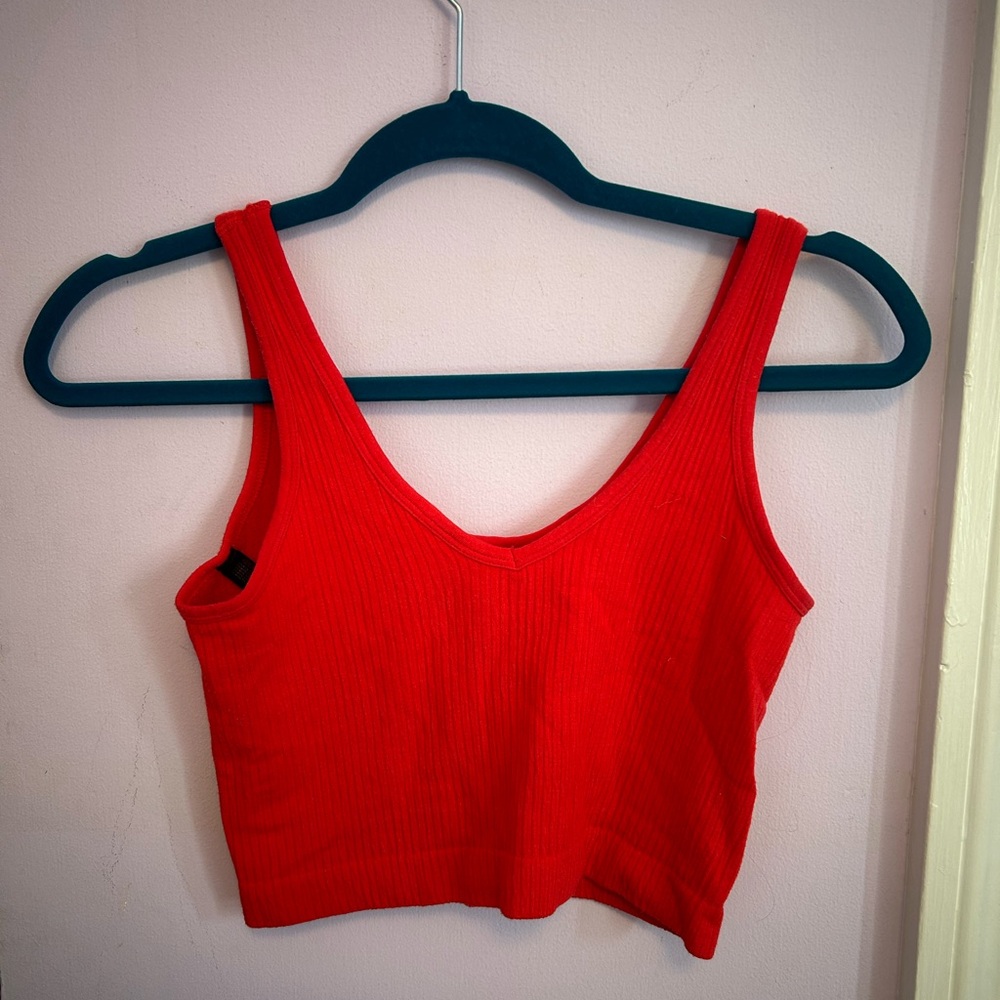 Urban Outfitters Red Ribbed Tank Top